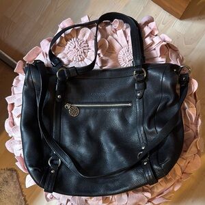Coach Black Leather Shoulder Bag with Detachable Strap